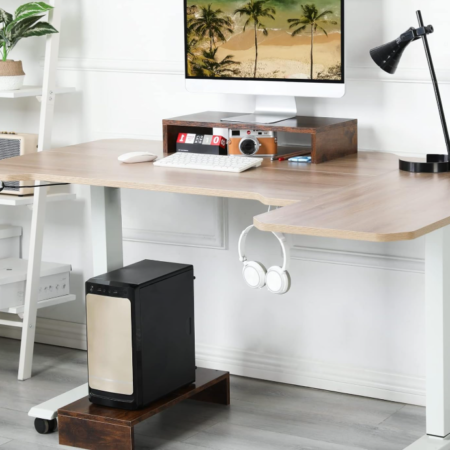 2 Pack Wood Monitor Risers with Tabletop Shelf