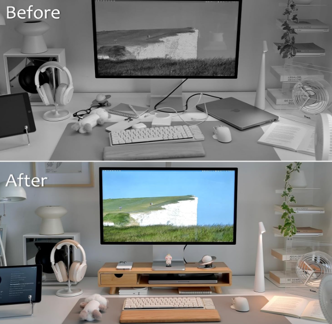Bamboo Monitor Riser with Drawer Storage - Image 2