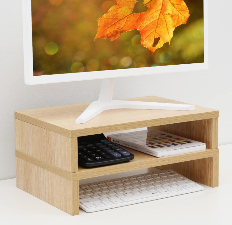 2 Pack Maple Wood Monitor Risers for Desktop