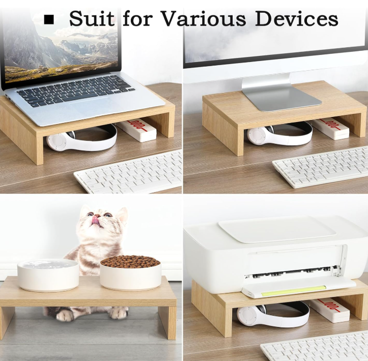 2 Pack Maple Wood Monitor Risers for Desktop - Image 2