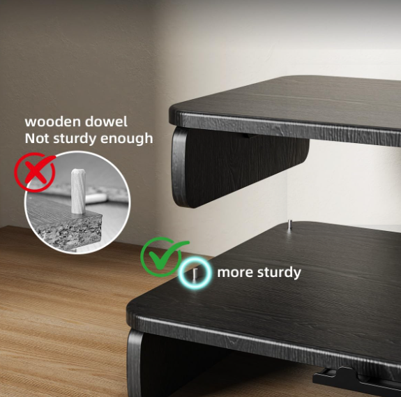 Wood Monitor Riser with Hidden Phone Holder in Black - Image 2