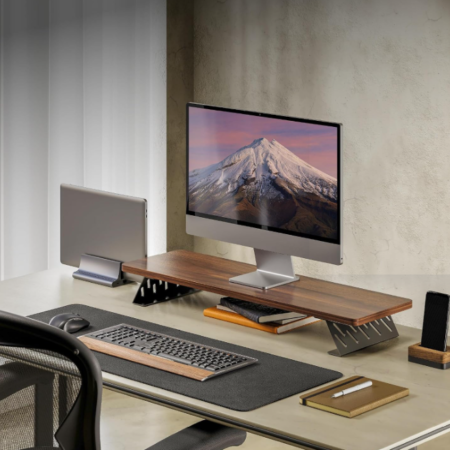 Wood and Metal Monitor Riser with Desktop Organizer