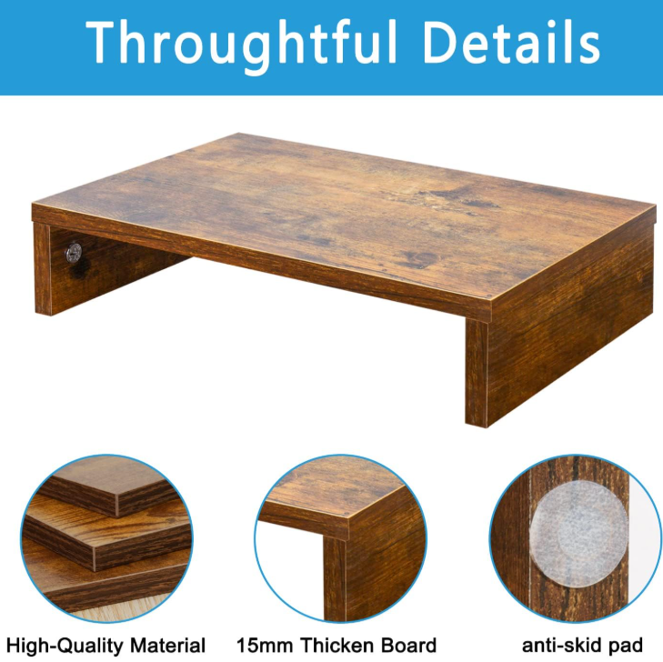Compact Wood Monitor Riser for Laptop and Desktop - Image 2