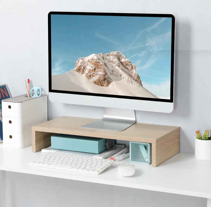 Maple Wood Monitor Riser Desktop Stand